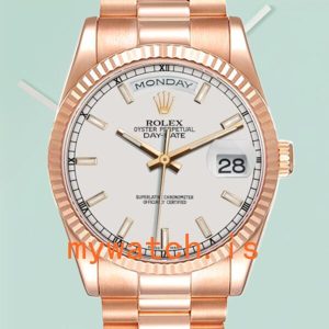 Rolex Day-Date 118235 36mm Mens White Dial Rose Gold-tone: A Timeless Masterpiece